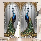 Resim 2 adet Klasik Peacock Baskı 3D Dijital Baskı Işık Filtreleme Perdeleri, Polyester 100% Fırçalanmış Kumaş, Çubuk Cebi Üst, Dekoratif Tüm Mevsim Perdeleri Yatak Odası ve Oturma Odası için, Astarsız, Dokuma, 180-200 gr/m2 