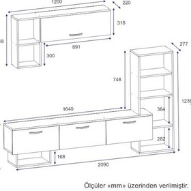 Resim Mega Tv Ünitesi Beyaz-Royal Mermer 