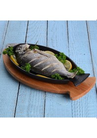 Resim Lava Döküm 8 Li Set Balık Tabağı Döküm Demir Yekpare Kulplu Ölçü 15x24cm. 