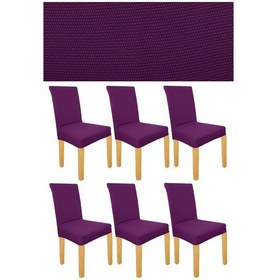 Resim Spandex Mikro Petek Kumaş Likralı Lastikli Tüylenmez 6'lı Sandalye Kılıfı Esnek Sandalye Örtüsü - Mürdüm 