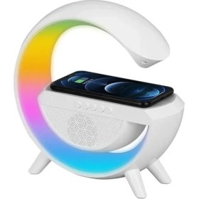 Resim BT-2301 Wireless Kablosuz Şarj Destekli Radyolu Rainbow Aydınlatmalı Bluetooth Hoparlör Fm Radyo 