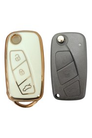 Resim babikamium Fiat Linea, Ducato, Boxer, Jumper Sıstalı Beyaz Oto Anahtar Kumanda Kabı Kılıfı Oto Anahtarlık 