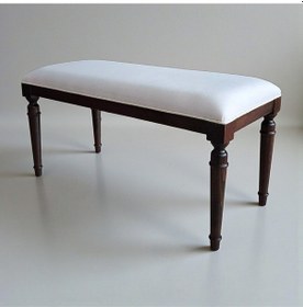 Resim Ahşap Bank, Ahşap Ayaklı Mutfak Bench, Modern Oturma Bankı, Değiştirilebilir Renk Ve Kumaş Kahverengi 