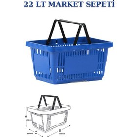 Resim 1 adet 22Litre Market ve Alışveriş Sepeti, Saplı Market Sepeti M 