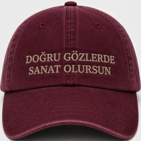 Resim "doğru Gözlerde Sanat Olursun" Nakışlı Vintage Yıkamalı Beyzbol Şapkası 