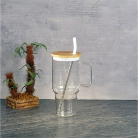 Resim Tohana Maxi Bambu Kapaklı Cam Kupa 1000 ml 