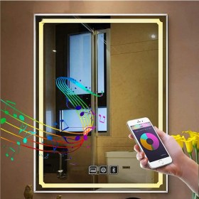 Resim Global Led Mirror 65X90 cm Bluetoothlu Dokunmatik Tuşlu Buğu Çözücü Ledli Banyo Aynası 
