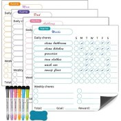 Resim Lillian Çocuklar Için Kuru Silinebilir Iş Listesi - 4 Parça Davranış Listesi ve Silgi ve Ödüllü 6 Renkli Kalem (Yurt Dışından) 