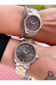 Resim Ferrucci GÜMÜŞ/ROSE İKİ RENKLİ ÇELİK SEVGİLİ ÇİFT KOL SAATLERİ+BİLEKLİK HEDİYELİ 