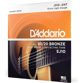 Resim D'Addario Daddario EJ10 Akustik Gitar Tel Seti, 80/20 Bronze, Extra Light 