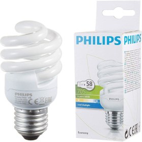 Resim Philips 12W=58W Mini Spiral-Kıvrık Tasarruf Ampul-E27 Duylu Beyaz Işık-6500K/705 LUmen 