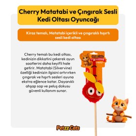 Resim PetzzCats Cherry Matatabi ve Çıngırak Sesli Kedi Oltası Oyuncağı Kırmızı 42 Cm 