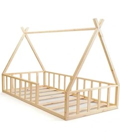 Resim Loolpi Home Loolpi Home Montessori Bebek ve Çocuk Karyolası Unisex Doğal Ahşap Yatak 