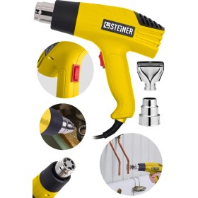 Resim PremiumPort GT-3000 Watt 2 Kademeli Çelik Isı Tabancası, Profesyonel Sıcak Hava Üfleme 