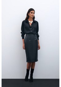 Resim Sateen Deri Kalem Etek - Siyah-135595 Siyah 