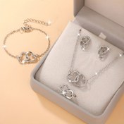 Resim 5 adet Bohem Tarzı Tatil Takı Seti - Alaşımlı Kalp Şeklinde Kolye, Küpeler, Bilezik ve Yüzük - Yıl Boyu Hediye Verme İçin Çok Yönlü Bir Seçenek 