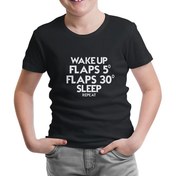 Resim Uçuş - Flap Siyah Çocuk Tshirt 