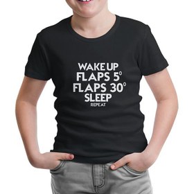 Resim Uçuş - Flap Siyah Çocuk Tshirt 