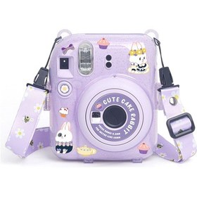 Resim Instax Mini 12 Makine Uyumlu Lila Simli Pleksi Kılıf 