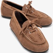 Resim Lorven Toprak Süet Hakiki Deri Bağcıklı Kadın Loafer Ayakkabı Toprak 