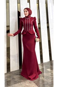 Resim modadeywearst Özel Tasarım Taş İşlemeli Peplum Tesettür Abiye 