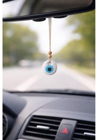 Resim Beyaz Cam Nazarlık 4 Cm Araba İçin Dikiz Aynası Ağaç Duvar Dekoru Küçük Boy Şans Süsü 