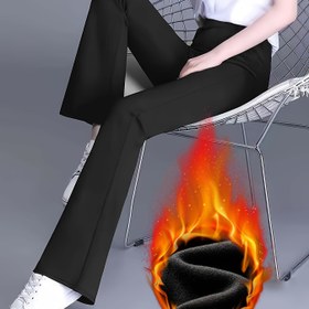 Resim Kadınlar için Kışlık Polar Astarlı Mikro Bell Tayt - Esnek Dar Kesim, Kalça Kaldırıcı, Soğuk Hava İçin Sıcak Kalınlaştırılmış Rahat Pantolon, Düz Renk, Bayan Pantolon 