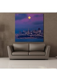 Resim Ay Deniz Uyumu Kanvas Tablo 200x200cm 