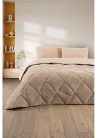 Resim Tek Kişilik Wellsoft Yorgan - Çarşaflı Yastık Kılıflı Uyku Seti Bej 