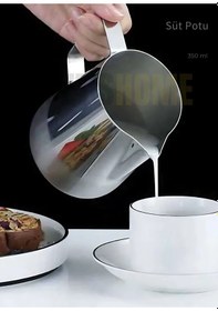 Resim Süt Potu Paslanmaz Süt Köpürtme Sürahisi Çelik Pitcher 350 Ml 