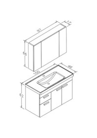 Resim Orka Enez 100 Cm Mdf Livana Banyo Dolabı Alt Modül Ve Lavabo Çok Renkli 