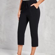 Resim Kadınlar İçin Casual Capri Pantolon Cebi ile, Düz Renk Polyester-Spandeks Örgü Kumaş, Lastikli Kordonlu Bel, İlkbahar/Yaz/Sonbahar için Normal Beden - %95 Polyester %5 Spandeks 