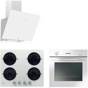 Resim Hoover 3'lü Beyaz Cam Ankastre Set (HON100W/E Fırın + HVW6MW Ocak + HDG6C1GBTK Davlumbaz) 