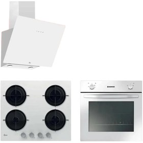Resim Hoover 3'lü Beyaz Cam Ankastre Set (HON100W/E Fırın + HVW6MW Ocak + HDG6C1GBTK Davlumbaz) 