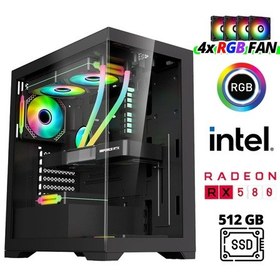 Resim XSR973 i5 3470 16 GB RAM 512 GB SSD 8GB RX580 Ekran Kartı FreeDOS Masaüstü Oyuncu Bilgisayarı 