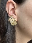 Resim Yaprak Desen Şık Küpe 