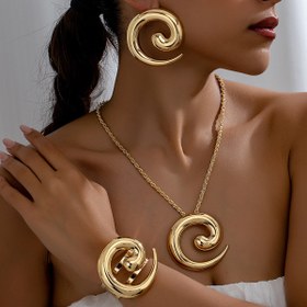 Resim Partiler için uygun ve kız arkadaşa hediye olarak verilebilecek 1 Set Vintage Yuvarlak Salyangoz Kolye, Bilezik ve Küpe Takımı 