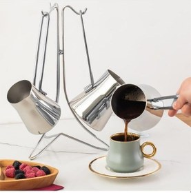 Resim Lines Piramit Küçük 4 Parça Çelik Cezve Takımı 