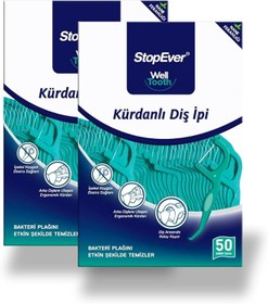 Resim Stopever Nane Ferahlığı Kürdanlı Diş İpi 2'Li Paket 100 Adet (2 X 50 Adet) 