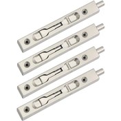 Resim 4'lü Paket 2 Çift Kapı Mandalı, Gömme, Sürgülü Kilit, Gizli Mandal Emniyet Kolu, Paslanmaz Çelik Sürgülü Sürgü - 15 Cm Uzunluk 