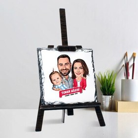 Resim Kız Çocuklu Mükemmel Aile Karikatürlü Şövalye Ayaklı Taş 