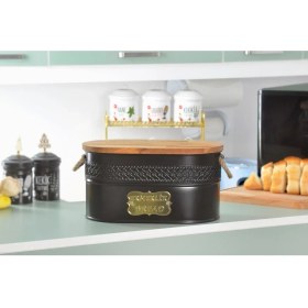 Resim Toptanfoni Ahşap Kesme Tahtalı Ferforje Kemerli Metal Plakalı Ekmek Saklama Kutusu. 