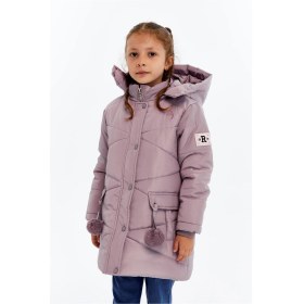Resim Benitto Kids Kapüşonlu Kışlık Ponpon Detaylı Kız Çocuk Kaban 51354 Mor 