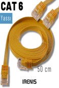 Resim IRENIS Sarı Cat6 Yassı Ethernet (Network) Kablosu, 50cm 