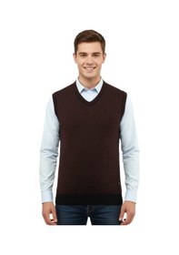 Resim Çizgi Triko Erkek V Yaka Süveter Çelik Örgü Regular Kalıp 5208h Bgl-st04960 Bordo 