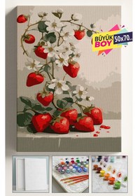 Resim Sayılarla Boyama Seti Numaralı Tuval Fırça Boya Dahil Kasnaklı Set 50x70 Cm - Çilek Ağacı 