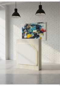 Resim Resital Ledli Karşılama Bankosu G-90 Cm Ofis Kasa Resepsiyon Masası Banko-002-8-1 
