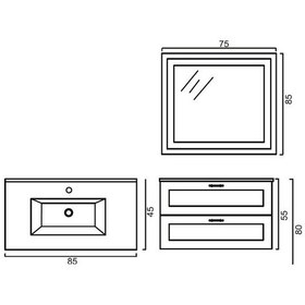 Resim Denko Beyoğlu 85 Cm Mdf Gri Banyo Dolabı Takımı Gri 