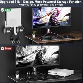 Resim Wall Mount for Xbox One S, Metal Wall Mount Holder for Xbox One S with Detachable 2 Controller Holder & Headphone Hanger 