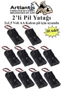 Resim 2 Li Pil Yatağı Deney 10 Adet Pil Yuvası Pil Kutusu Aa Kalem Kalın Pil 2x1,5 Volt Yaylı Pil Yuvası 